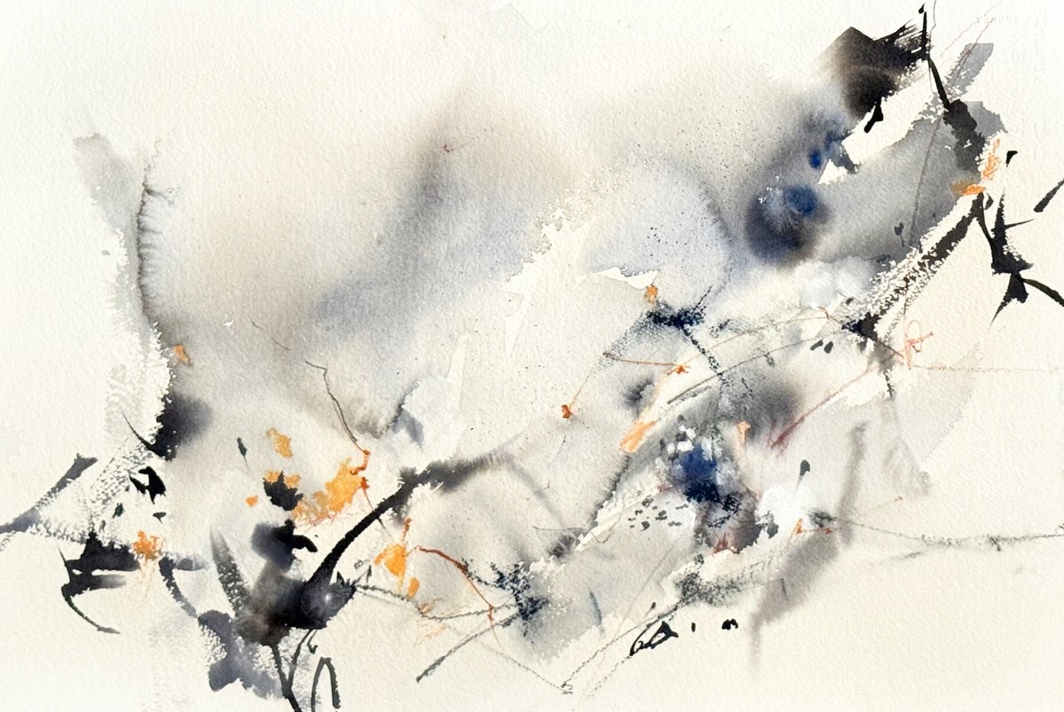 Organic Abstract Painting By Sophie Rodionov, 23 X 15", Intention, Original Artwork