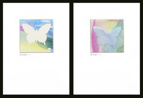 Butterfly Collage Collection 2 - 2 Minimalist Collages by Kathy Morton Stanion by Kathy Morton Stanion