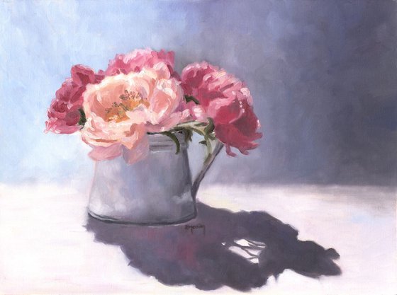 Peonies, flowers original oil painting
