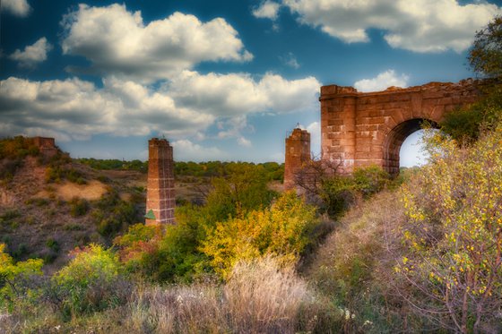 Ruins of a railway bridge