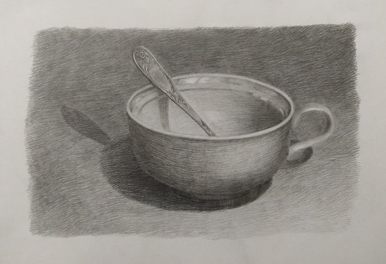 Still life. 17 o'clock. Original pencil drawing.