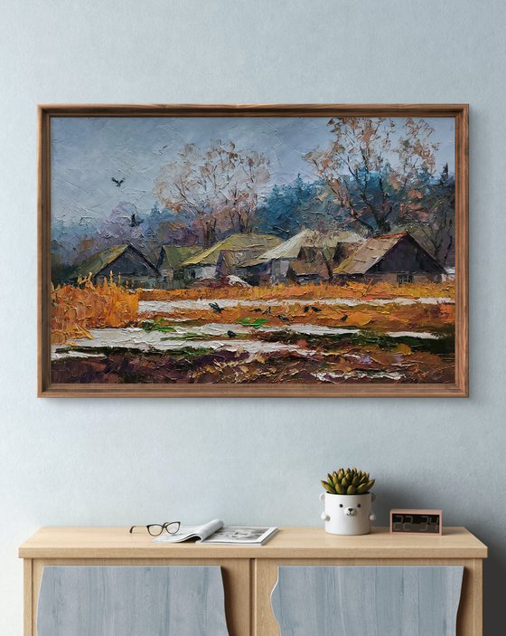 The first snow fell in the village