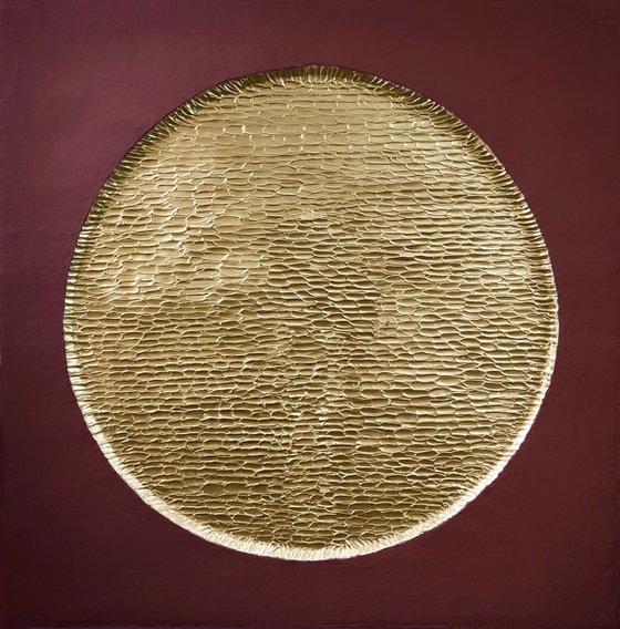 "Golden Burgundy Mars" Gold textured high art