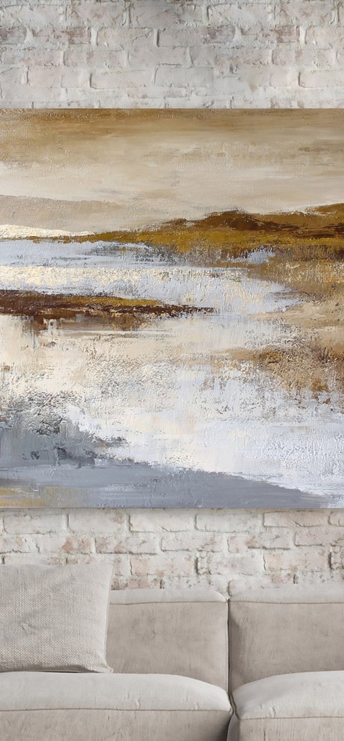 "Calabria 3" Grey cream brown abstract art by Solomia