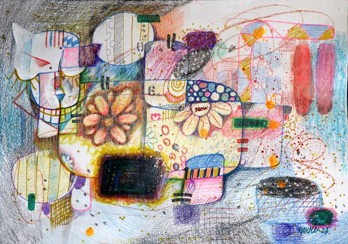 Impressionistic Botanical Acrylic Painting By Rakhmet Redzhepov, 23 X 17", Fantasy With Flowers 97, Original Artwork