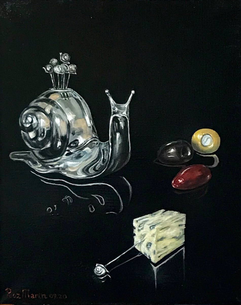 Photorealistic Oil Painting , Chrome Snail By Marina Deryagina, 16 X 20, Artwork For Sale On Artfinder