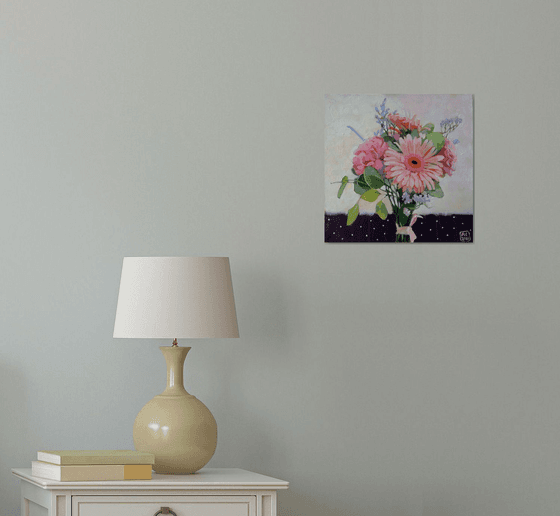 bouquet of gerbera and pinks 11*8 x 11*8