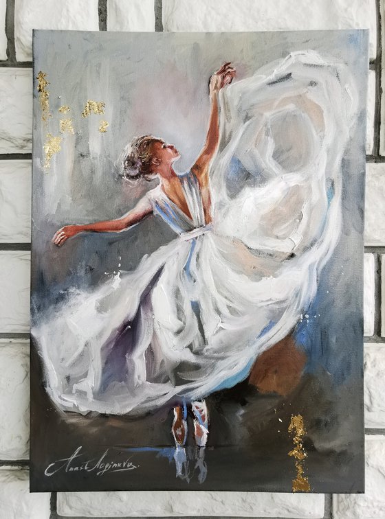 Ballerina oil painting, dancer art