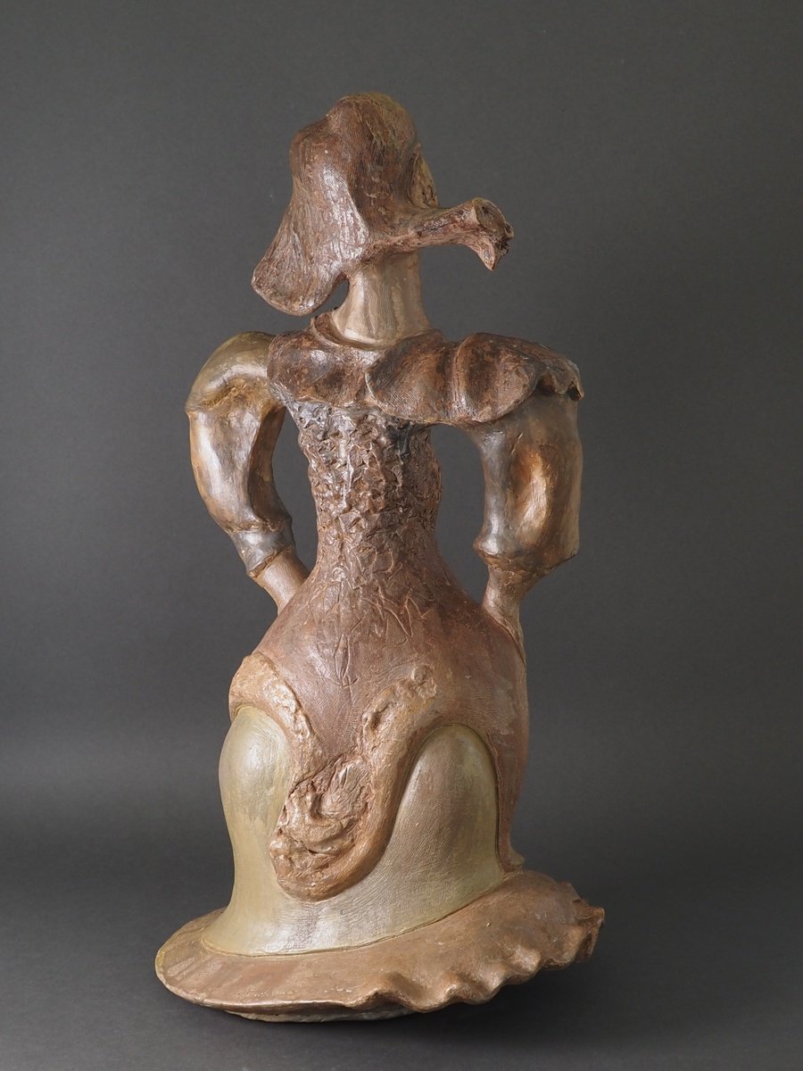 Expressive Portrait Clay Sculpture By Linda Cares, 9 X 18", Ignacia Amara, Original Artwork