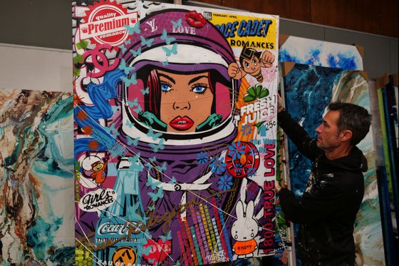 The Purple Cadet 120cm x 150cm Space Cadet Textured Urban Pop Art