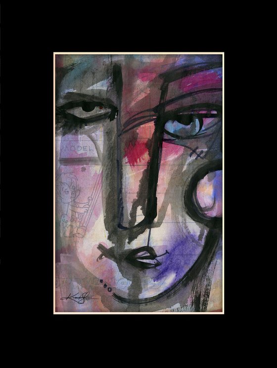Funky Face Collection 10 - 3 Mixed Media Collage Paintings by Kathy Morton Stanion
