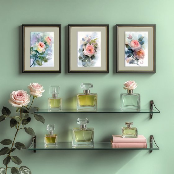 Triptych little roses