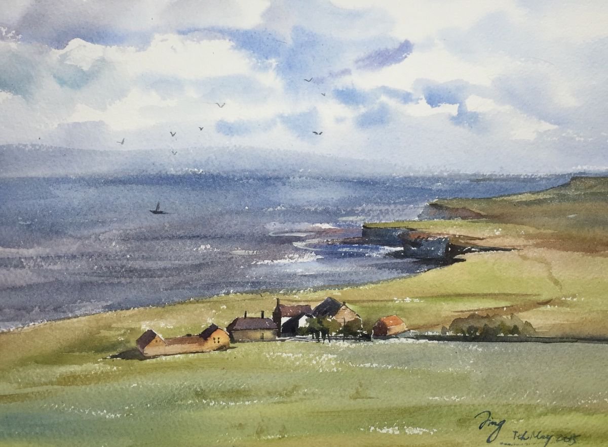 Impressionistic Landscape Watercolour By Jing Chen, 15 X 11, Isolation, Original Artwork