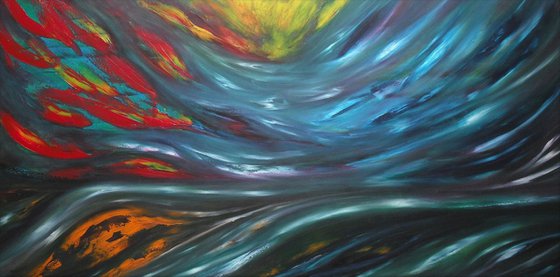 Nocturnal - 120x60 cm,  LARGE XXL, Original abstract painting, oil on canvas