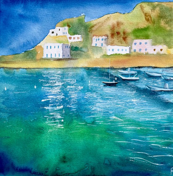 Sea Watercolor Painting, Beach Wall Art, Italy Original Painting, Coastal Home Decor, Nautical Picture