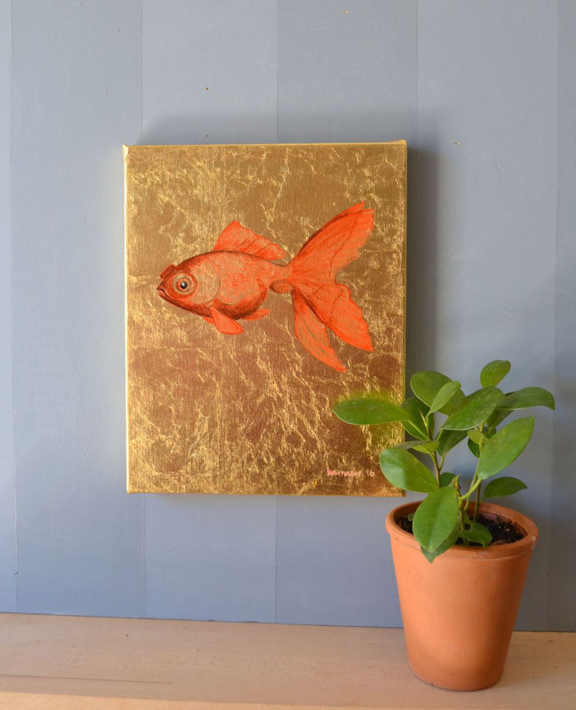 My Little Golden Goldfish Oil Painting On Lacque Artfinder