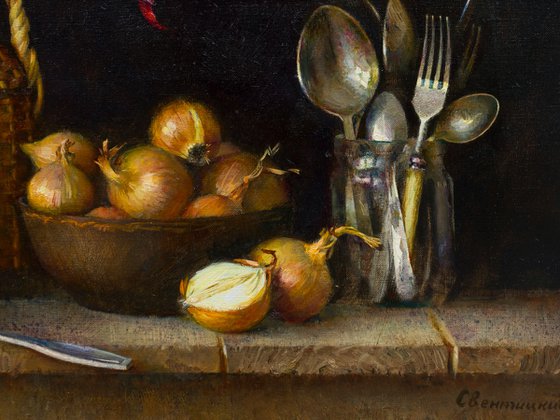 Still Life with Onions and Hot Peppers