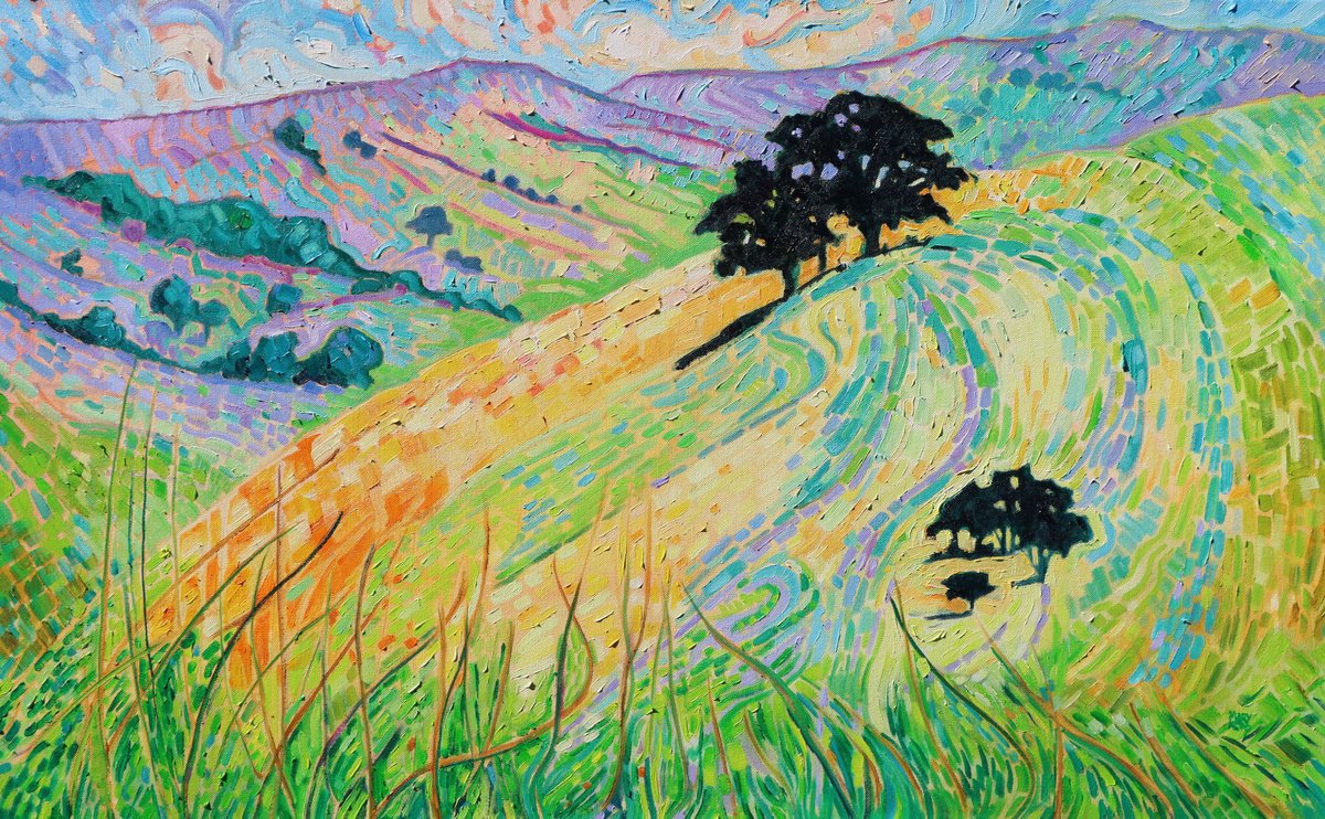 Impressionistic Landscape Oil Painting By Mary Kemp, 38 X 24", Hope Valley Landscape, Original Artwork