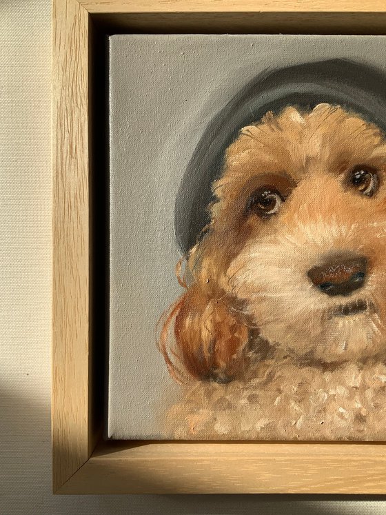 Custom pet portrait in frame