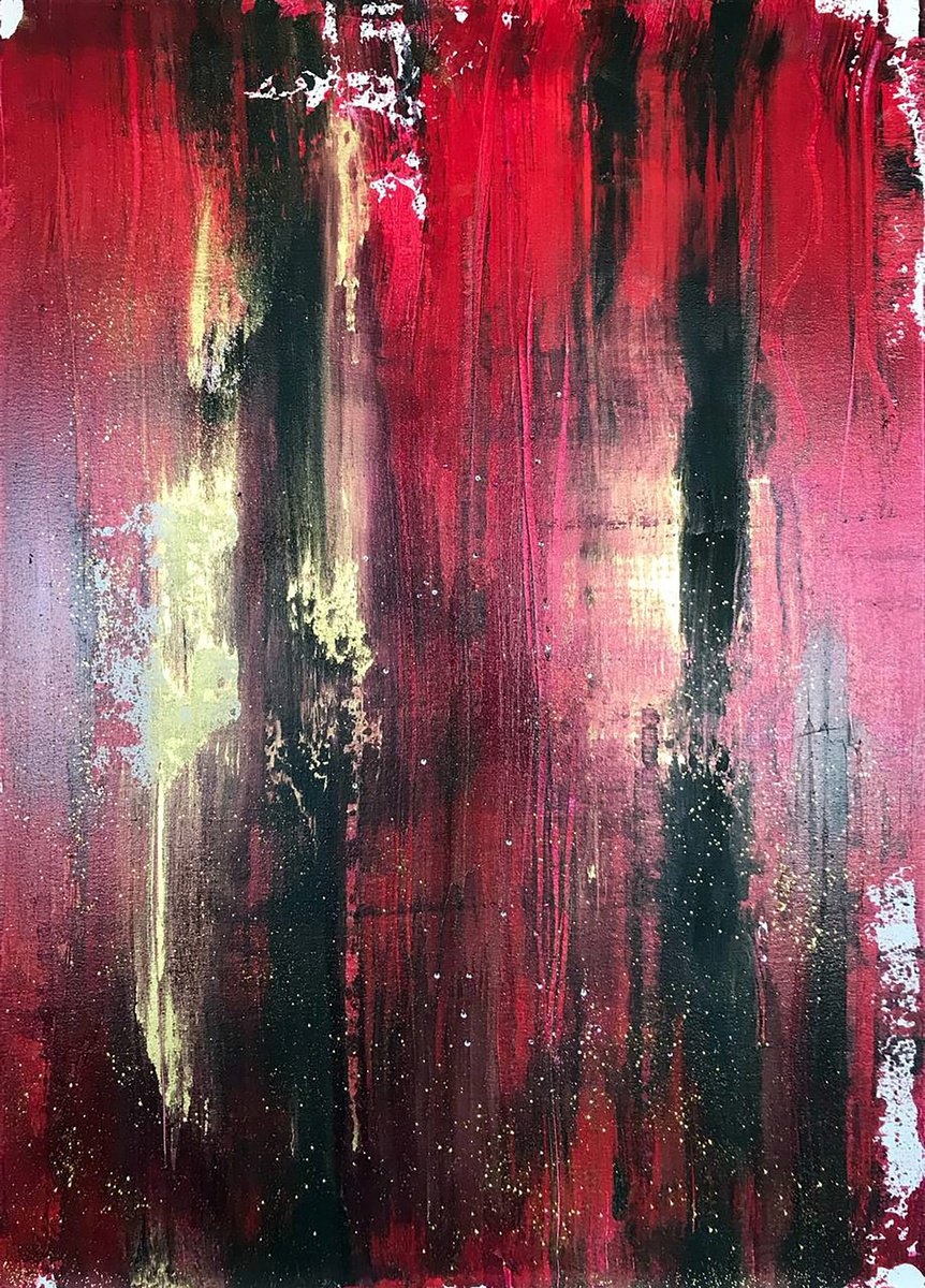 Impressionistic Abstract Acrylic Painting By Olga Melezhik, 20 X 28", Fire Kali, Original Artwork