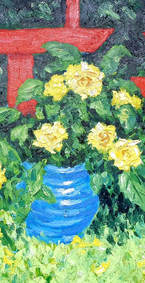 yellow roses in our garden by Colin Ross Jack