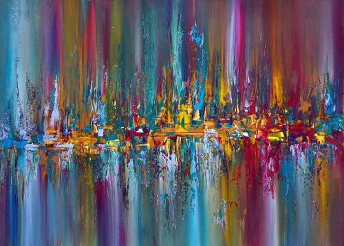 Bright Colour City Structure in Rainbow Coloured Sea by Richard Vloemans