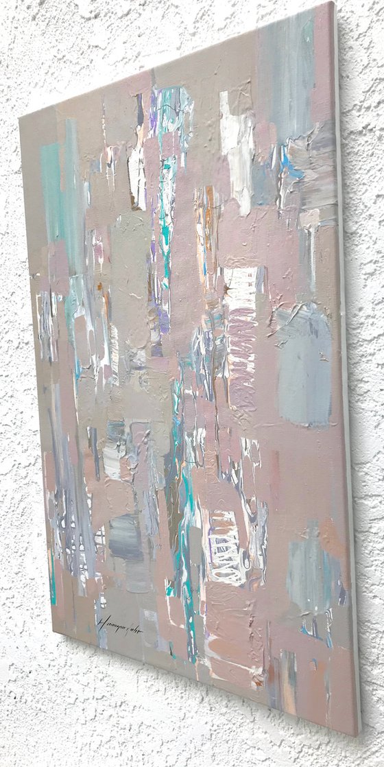 Neutral Construction, Abstract Original oil painting, Handmade artwork, One of a kind