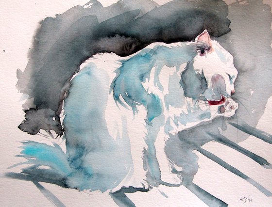 White cats triptych