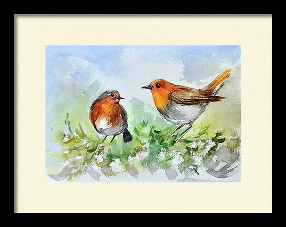 Set of two- Parakeets and Robins