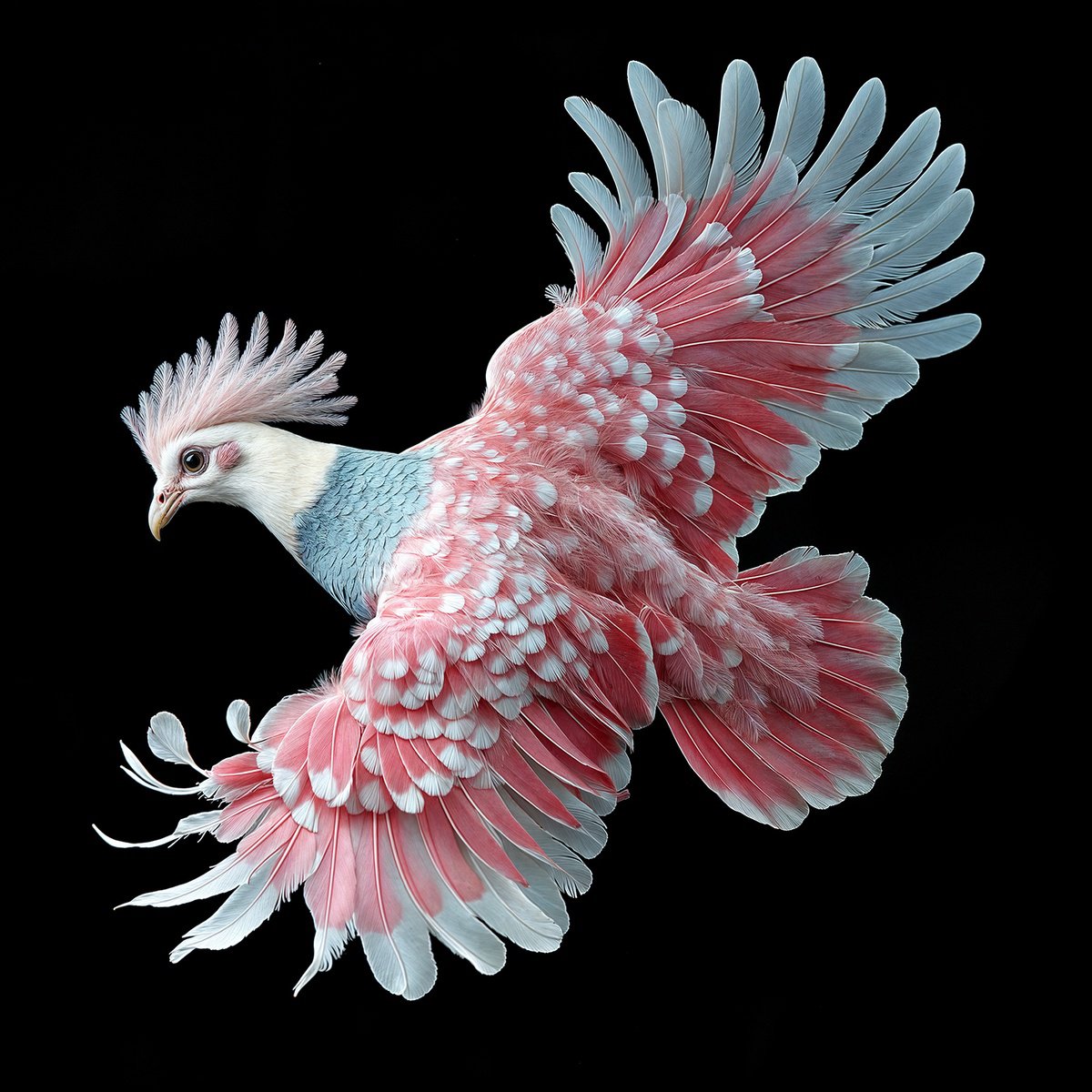 Photorealistic Animal Photograph By Michael Filonow, 32 X 32", Victoria Crowned Pigeon 3, Original Artwork