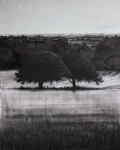 2 Trees Vista (Large Canvas). by Simon Jones