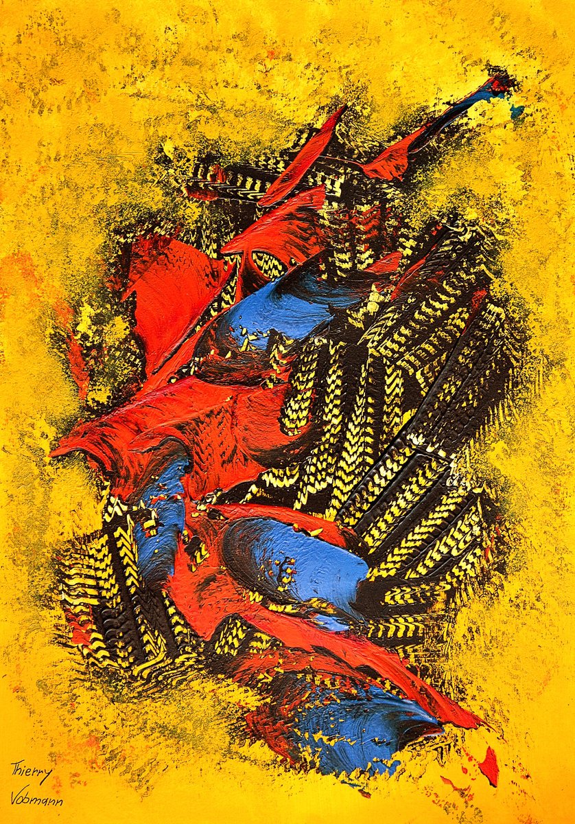 Abstract Acrylic Painting By Thierry Vobmann. Abstract ., 12 X 17", Ideal Gift 97, Original Artwork