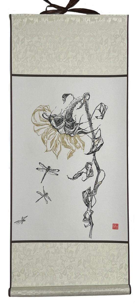 Sunflower and dragonflies