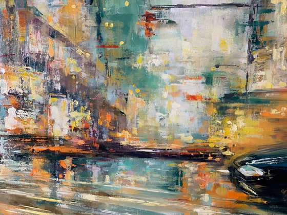 Timeline - cityscape painting, landscape, oil painting, New York street scenes, impressionism, city