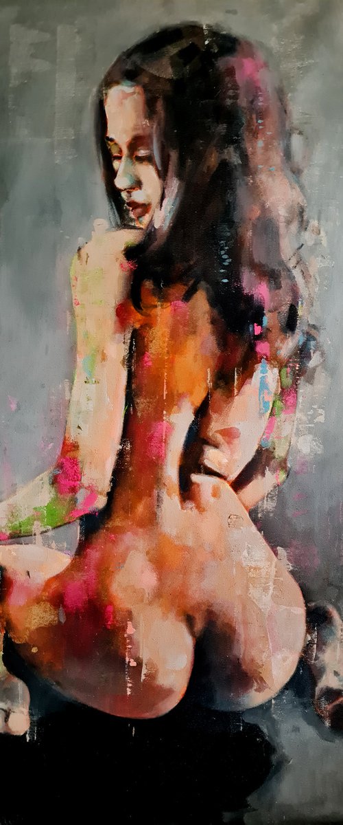 seated figure with pink 2-4-21 by Thomas Donaldson
