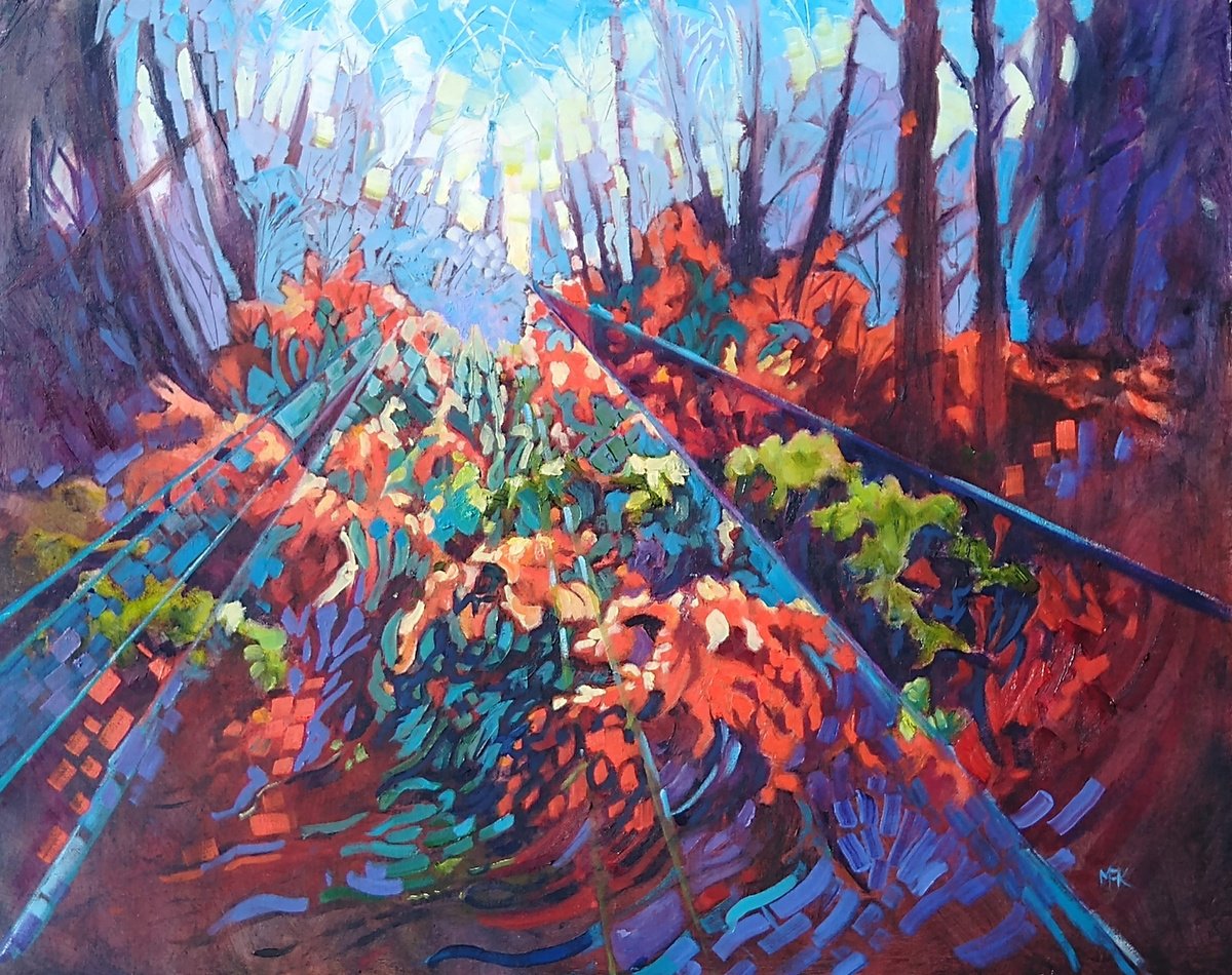 Impressionistic Landscape Oil Painting By Mary Kemp, 22 X 19", Dappled Light, Original Artwork