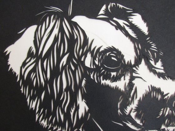 Cocker spaniel portrait paper cut