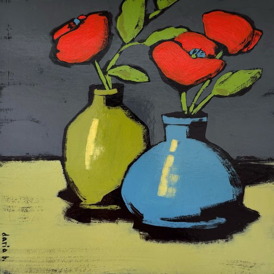 Painting "Poppies in Vases"