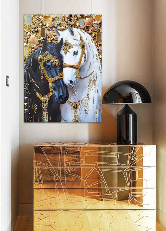 Horses in gold. Love.