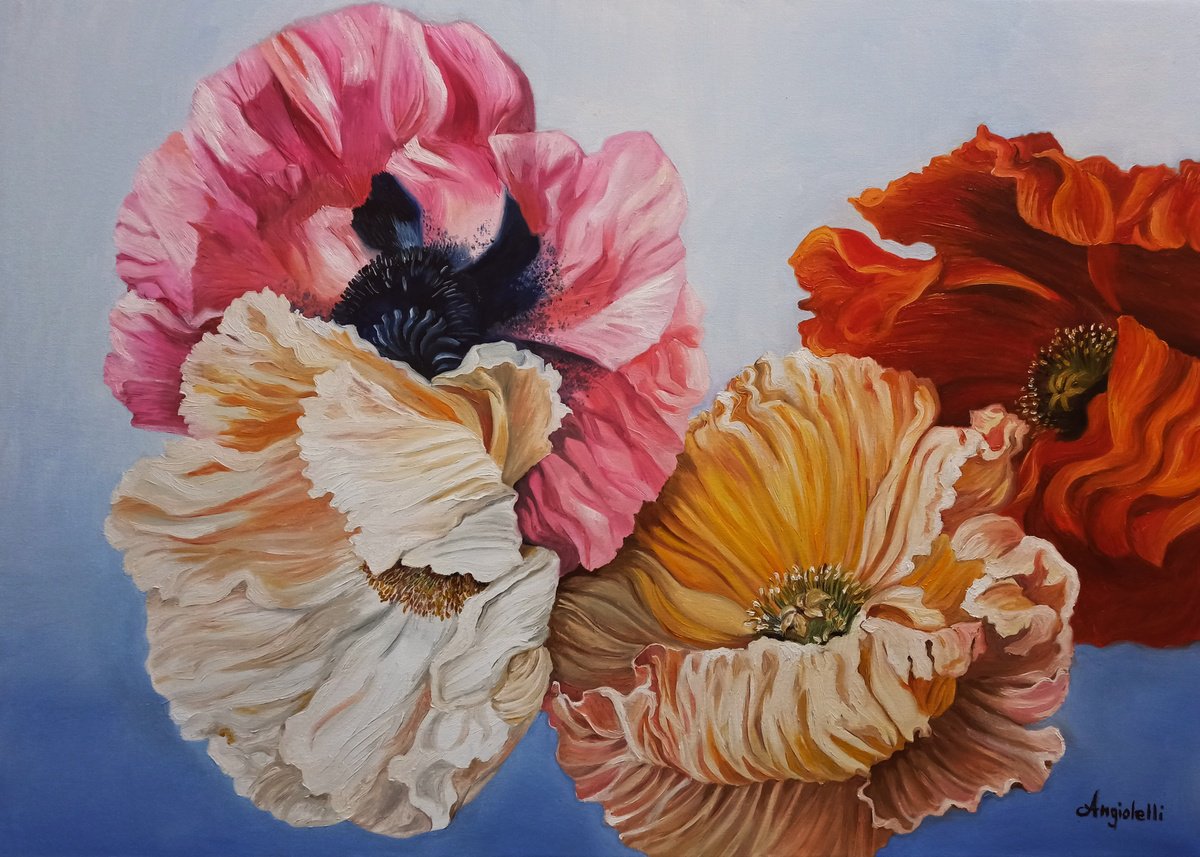 Photorealistic Botanical Oil Painting By Anna Rita Angiolelli, 28 X 20, Lively Still Life, Original Artwork