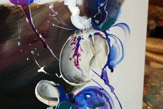 Ethereal Beauty painting with black and blue shades. Contemporary abstraction Art