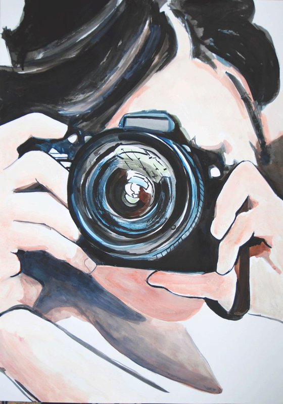 Girl with camera  # 11 / 70 x 49.5 cm