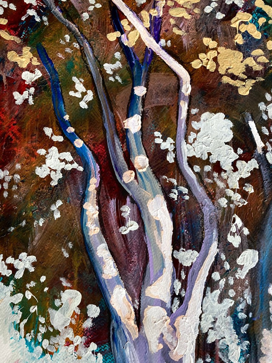 Impressionistic Landscape Acrylic Painting By John Cottee, 22 X 30, Dappled Trees, Original Artwork