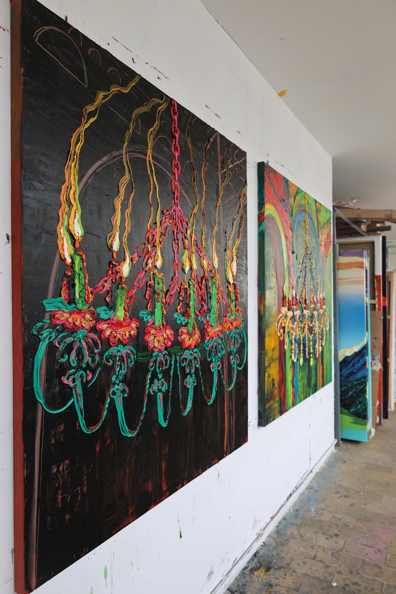 Expressive Cityscapes Oil Painting By Dominic Virtosu, 51 X 59, Let There Be Light, Original Artwork