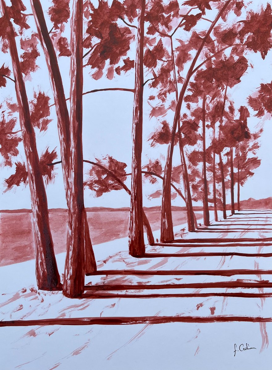 Landscape Painting By Cadiou Frederic, 13 X 17, Cap Coz Avenue, Original Artwork