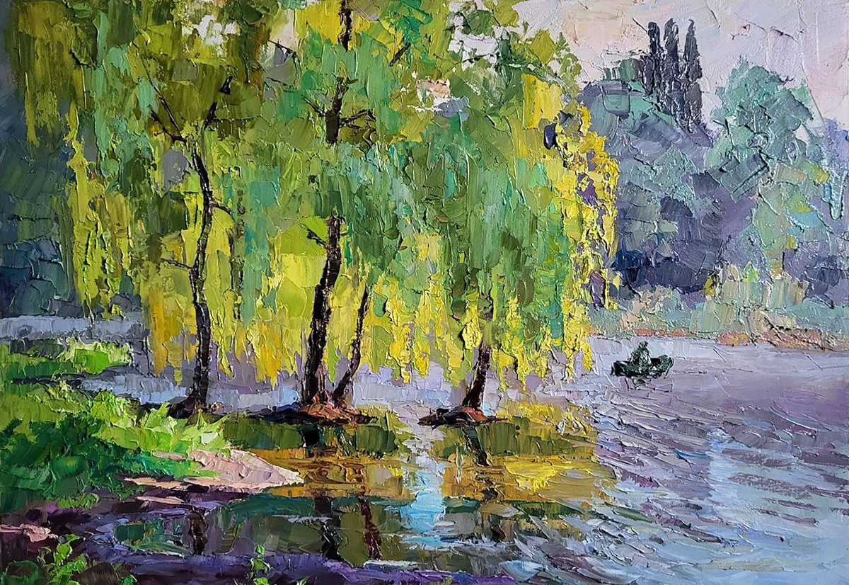 Fishing On A Boat By Boris Serdyuk, 28 X 20, Artwork For Sale On Artfinder