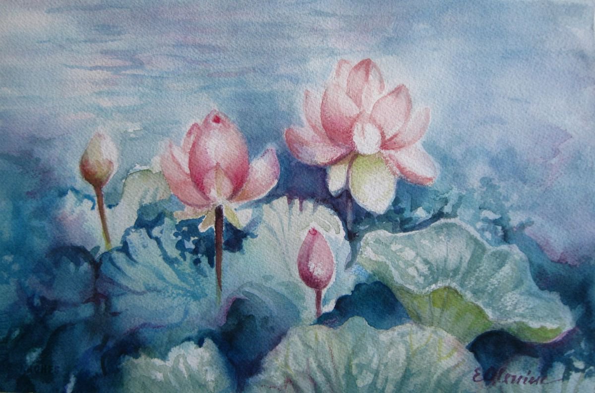 Lotus bloom - floral art by Elena Oleniuc
