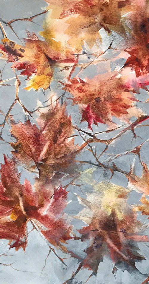Autumn sky. One of a kind, original painting, handmad work, gift, watercolour art. by Galina Poloz