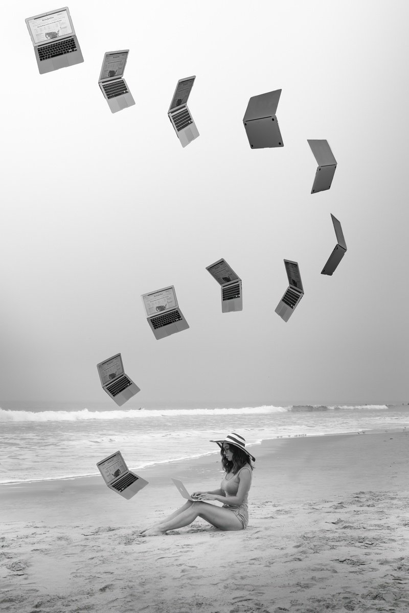 Surrealistic Portrait Photograph By Harv Greenberg, 36 X 24, Time To Unplug, Original Artwork