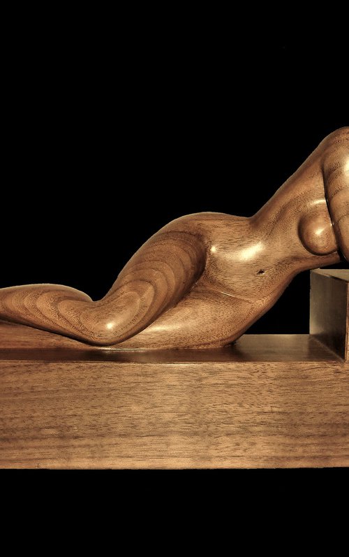 Nude  Woman Wood sculpture EXPECTATION by Jakob Wainshtein